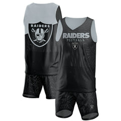 Las Vegas Raiders FOCO Colorblock Mesh V-Neck & Shorts Set Black | NFL