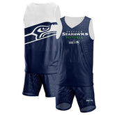 Seattle Seahawks FOCO Colorblock Mesh V-Neck & Shorts Set College Navy | NFL
