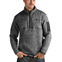 Dallas Cowboys Antigua Fortune Quarter-Zip Pullover Jacket Heathered Charcoal | NFL