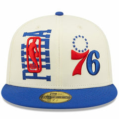 Philadelphia 76ers 2022 NBA Draft 59FIFTY Fitted Hat Cream/Royal - NBA