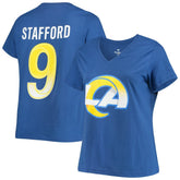 Matthew Stafford Los Angeles Rams Women's Plus Size Player Name & Number V-Neck T-Shirt Royal | Fanatics