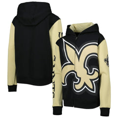 New Orleans Saints Youth Poster Board Full-Zip Hoodie Black/Gold | NFL