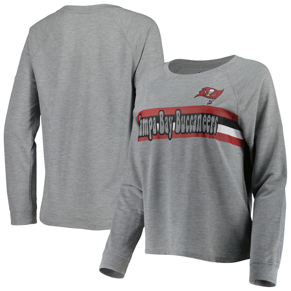 Tampa Bay Buccaneers Juniors All Striped Up Raglan Long Sleeve T-Shirt Heathered Gray | NFL