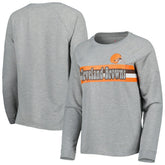 Cleveland Browns Juniors All Striped Up Raglan Long Sleeve T-Shirt Heathered Gray | NFL