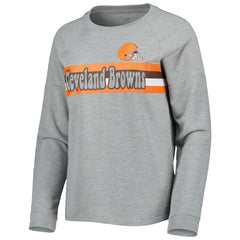Cleveland Browns Juniors All Striped Up Raglan Long Sleeve T-Shirt Heathered Gray | NFL