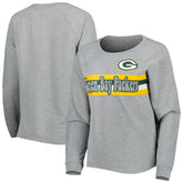 Green Bay Packers Juniors All Striped Up Raglan Long Sleeve T-Shirt Heathered Gray | NFL
