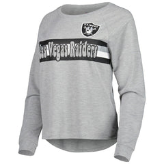 Las Vegas Raiders Juniors All Striped Up Raglan Long Sleeve T-Shirt Heathered Gray | NFL