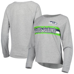 Seattle Seahawks Juniors All Striped Up Raglan Long Sleeve T-Shirt Heathered Gray | NFL