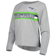 Seattle Seahawks Juniors All Striped Up Raglan Long Sleeve T-Shirt Heathered Gray | NFL
