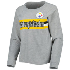 Pittsburgh Steelers Juniors All Striped Up Raglan Long Sleeve T-Shirt Heathered Gray | NFL