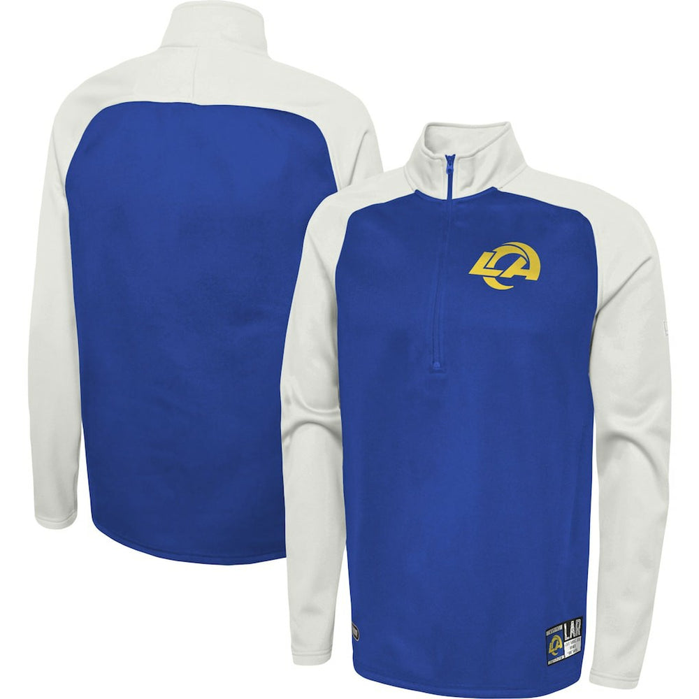 Los Angeles Rams New Era Combine Authentic O-Line Raglan Half-Zip Jacket Royal | NFL