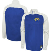 Los Angeles Rams New Era Combine Authentic O-Line Raglan Half-Zip Jacket Royal | NFL