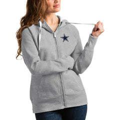 Dallas Cowboys Antigua Women's Victory Full-Zip Hoodie Heathered Gray | NFL
