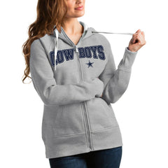 Dallas Cowboys Antigua Women's Team Victory Full-Zip Hoodie Heathered Gray | NFL