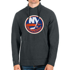 New York Islanders Antigua Reward Crossover Neckline Pullover Sweatshirt - Heathered Charcoal - NHL