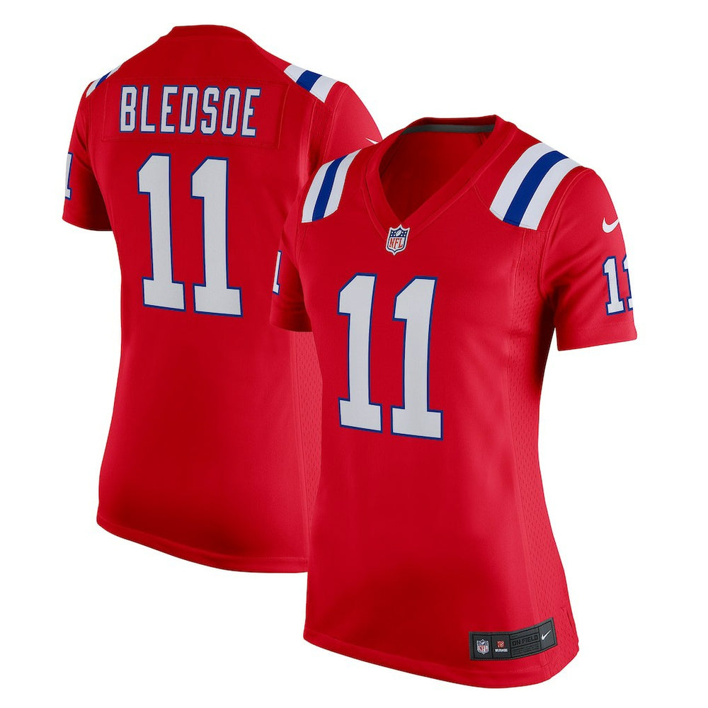 Drew Bledsoe New England Patriots Women's Retired Game Jersey Red | Nike for Sale