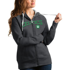 Boston Celtics Antigua Women's Team Victory Full-Zip Hoodie Charcoal - NBA