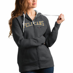 New Orleans Pelicans Antigua Women's Team Victory Full-Zip Hoodie Charcoal - NBA