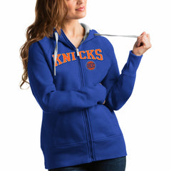 New York Knicks Antigua Women's Team Victory Full-Zip Hoodie Royal - NBA