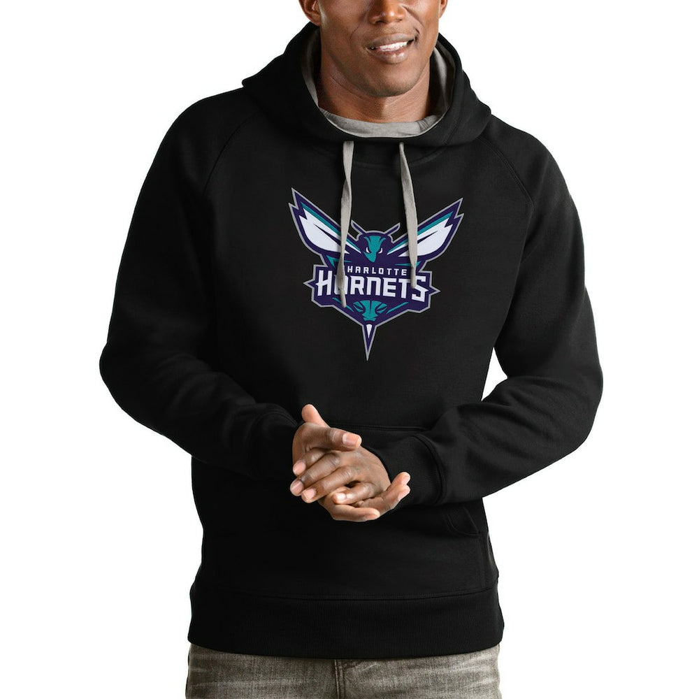 Charlotte Hornets Antigua Logo Victory Pullover Hoodie Black - NBA