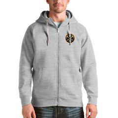 Denver Nuggets Antigua Logo Victory Full-Zip Hoodie Heathered Gray - NBA