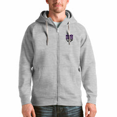 Sacramento Kings Antigua Logo Victory Full-Zip Hoodie Heathered Gray - NBA