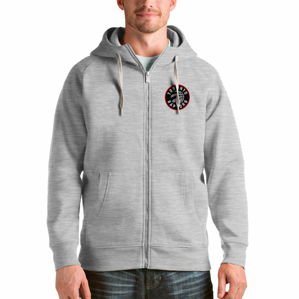 Toronto Raptors Antigua Logo Victory Full-Zip Hoodie Heathered Gray - NBA