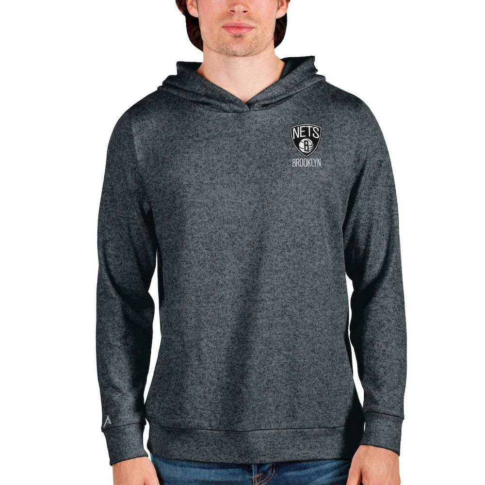 Brooklyn Nets Antigua Absolute Pullover Hoodie Heathered Charcoal - NBA