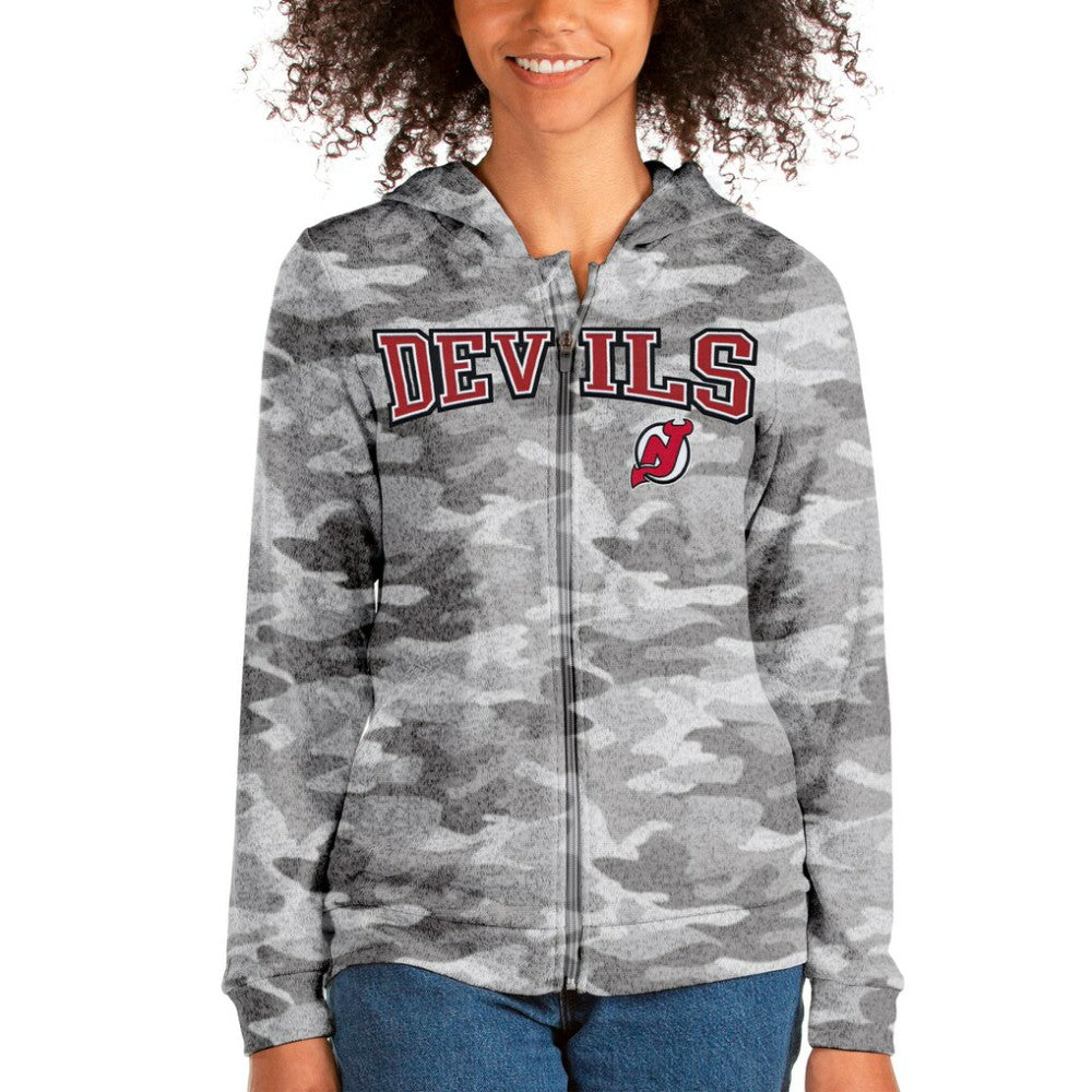 New Jersey Devils Antigua Women's Team Absolute Full-Zip Hoodie - Camo - NHL