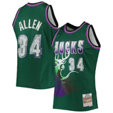 Ray Allen Milwaukee Bucks 1996/97 Hardwood Classics NBA 75th Anniversary Diamond Swingman Jersey Green - NBA