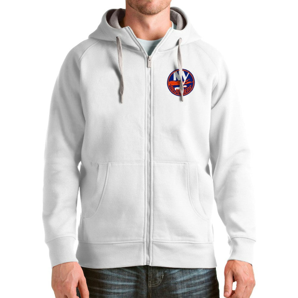 New York Islanders Antigua Logo Victory Full-Zip Hoodie - White - NHL