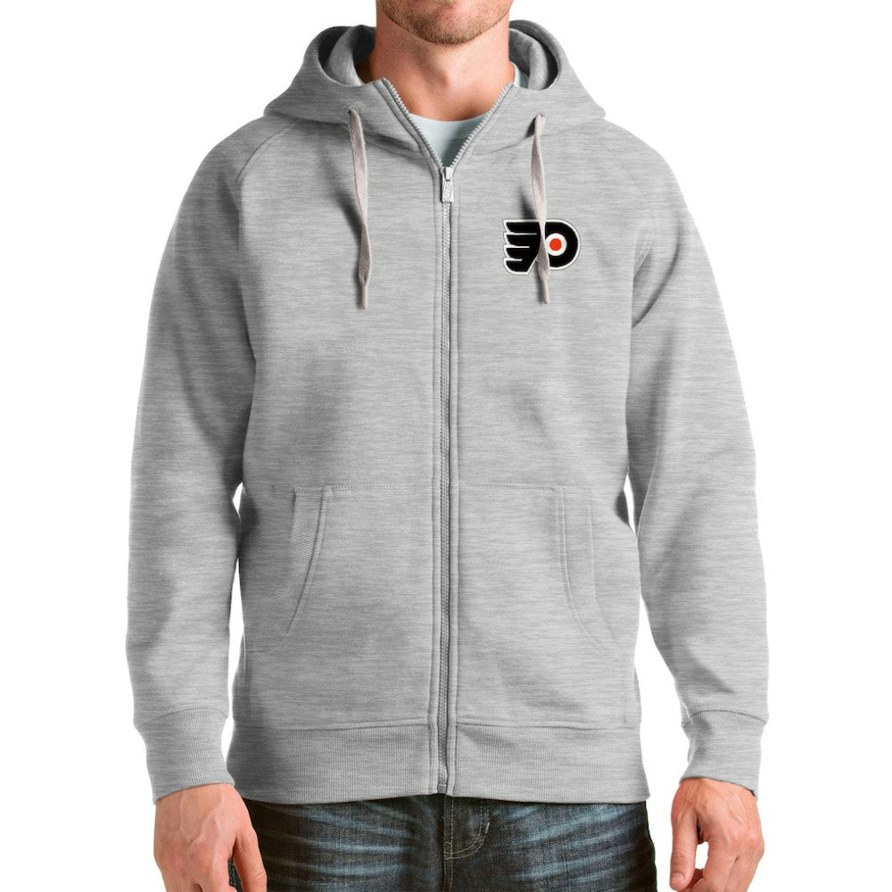 Philadelphia Flyers Antigua Logo Victory Full-Zip Hoodie - Heathered Gray - NHL