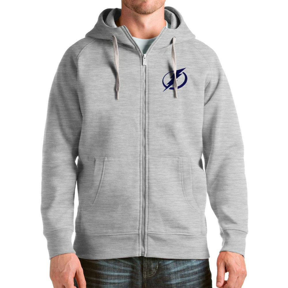 Tampa Bay Lightning Antigua Logo Victory Full-Zip Hoodie - Heathered Gray - NHL