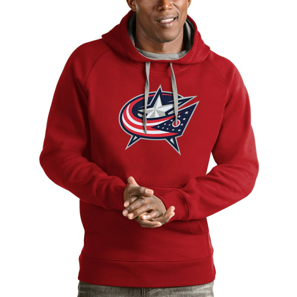 Columbus Blue Jackets Antigua Logo Victory Pullover Hoodie - Red - NHL