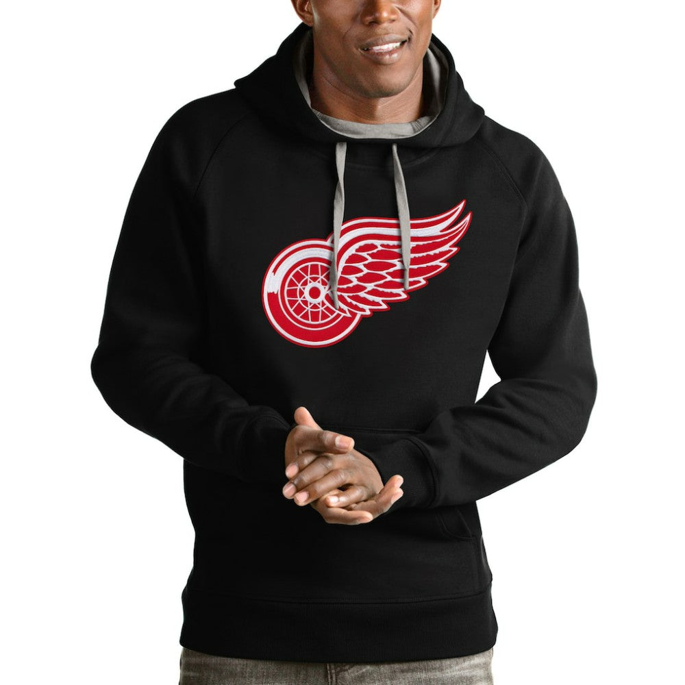 Detroit Red Wings Antigua Logo Victory Pullover Hoodie - Black - NHL
