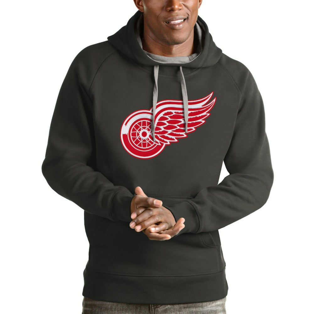 Detroit Red Wings Antigua Logo Victory Pullover Hoodie - Charcoal - NHL
