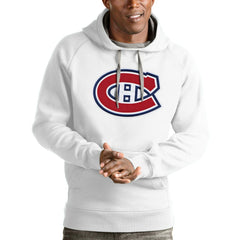 Montreal Canadiens Antigua Logo Victory Pullover Hoodie - White - NHL