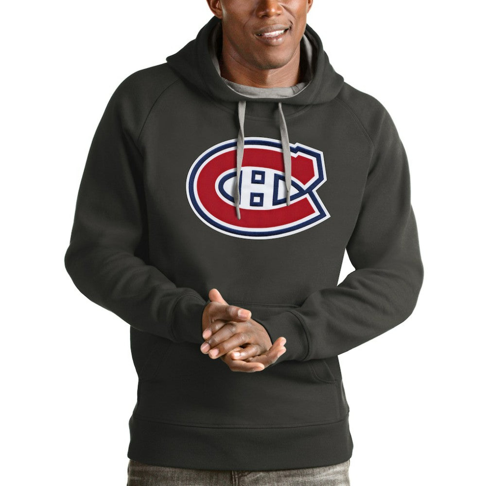 Montreal Canadiens Antigua Logo Victory Pullover Hoodie - Charcoal - NHL