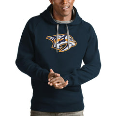 Nashville Predators Antigua Logo Victory Pullover Hoodie - Navy - NHL