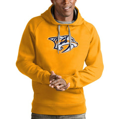 Nashville Predators Antigua Logo Victory Pullover Hoodie - Gold - NHL