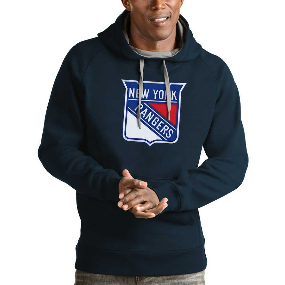 New York Rangers Antigua Logo Victory Pullover Hoodie - Navy - NHL
