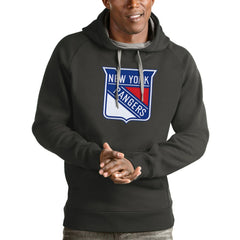 New York Rangers Antigua Logo Victory Pullover Hoodie - Charcoal - NHL