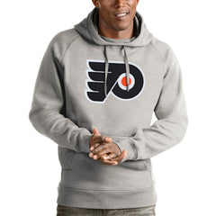 Philadelphia Flyers Antigua Logo Victory Pullover Hoodie - Heathered Gray - NHL