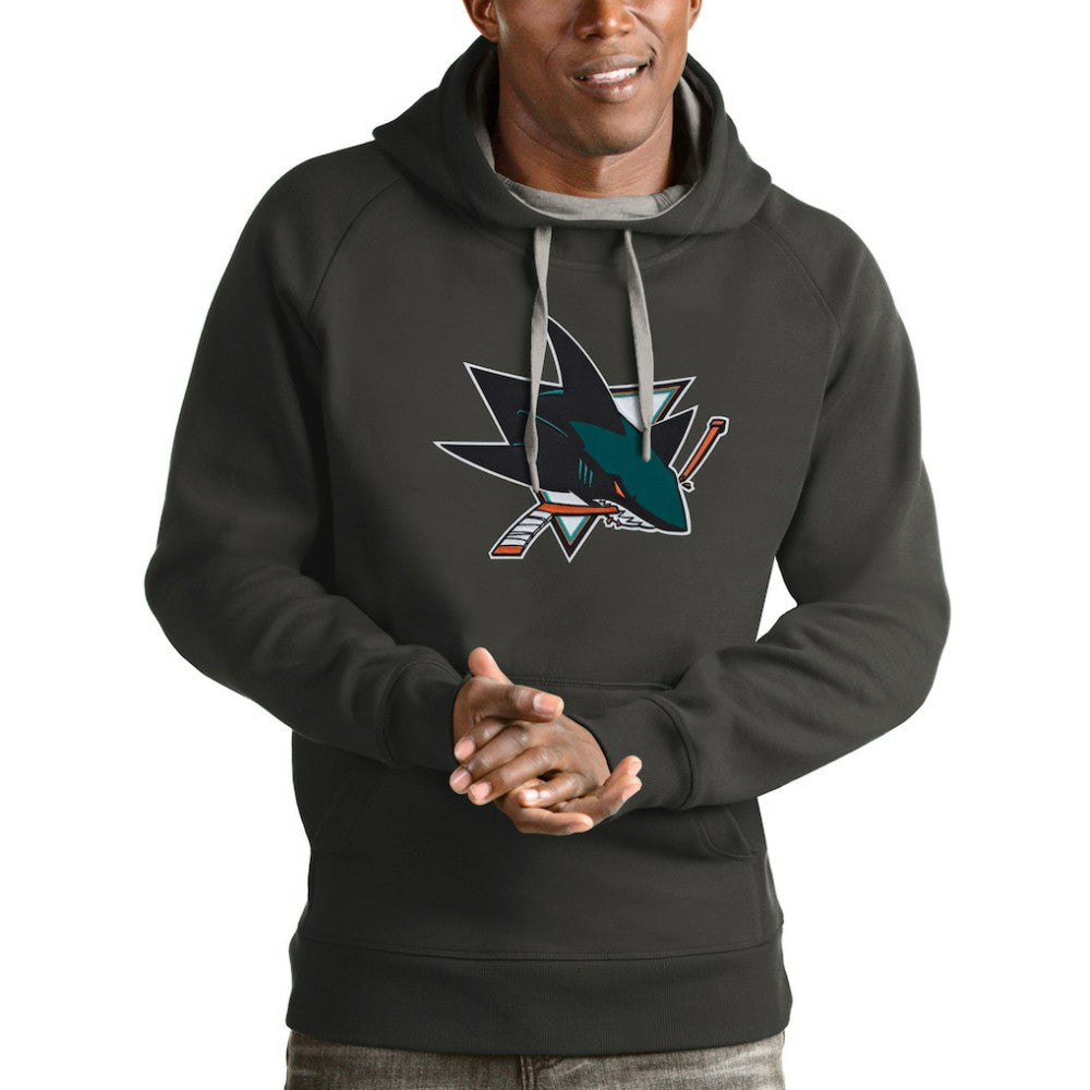 San Jose Sharks Antigua Logo Victory Pullover Hoodie - Charcoal - NHL