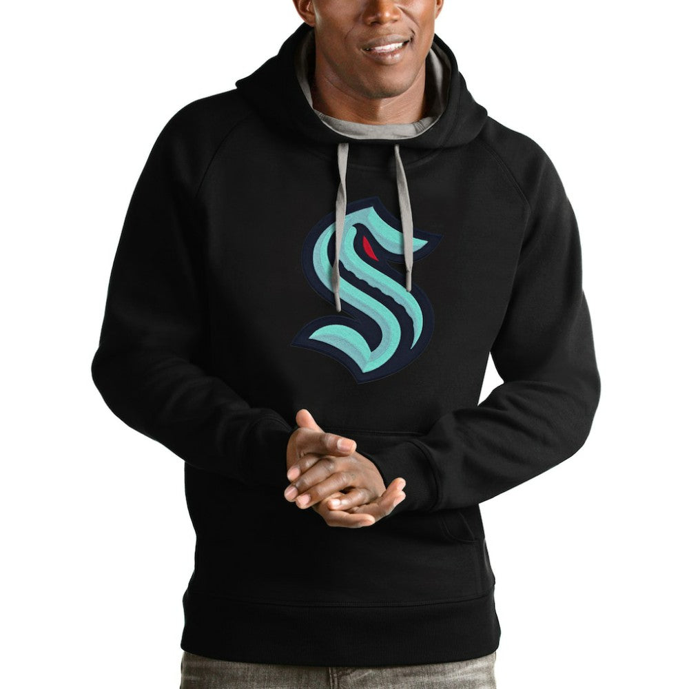 Seattle Kraken Antigua Logo Victory Pullover Hoodie - Black - NHL