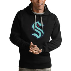 Seattle Kraken Antigua Logo Victory Pullover Hoodie - Black - NHL