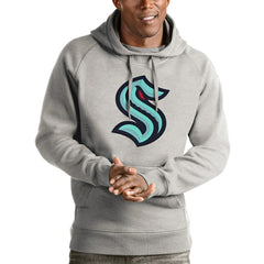 Seattle Kraken Antigua Logo Victory Pullover Hoodie - Heathered Gray - NHL