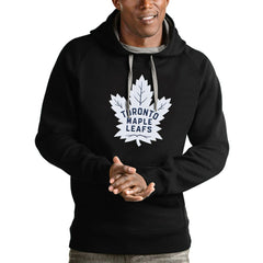Toronto Maple Leafs Antigua Logo Victory Pullover Hoodie - Black - NHL