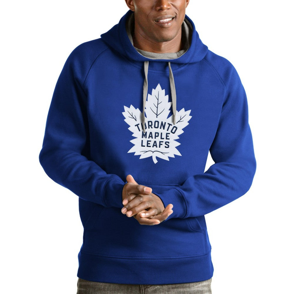 Toronto Maple Leafs Antigua Logo Victory Pullover Hoodie - Blue - NHL