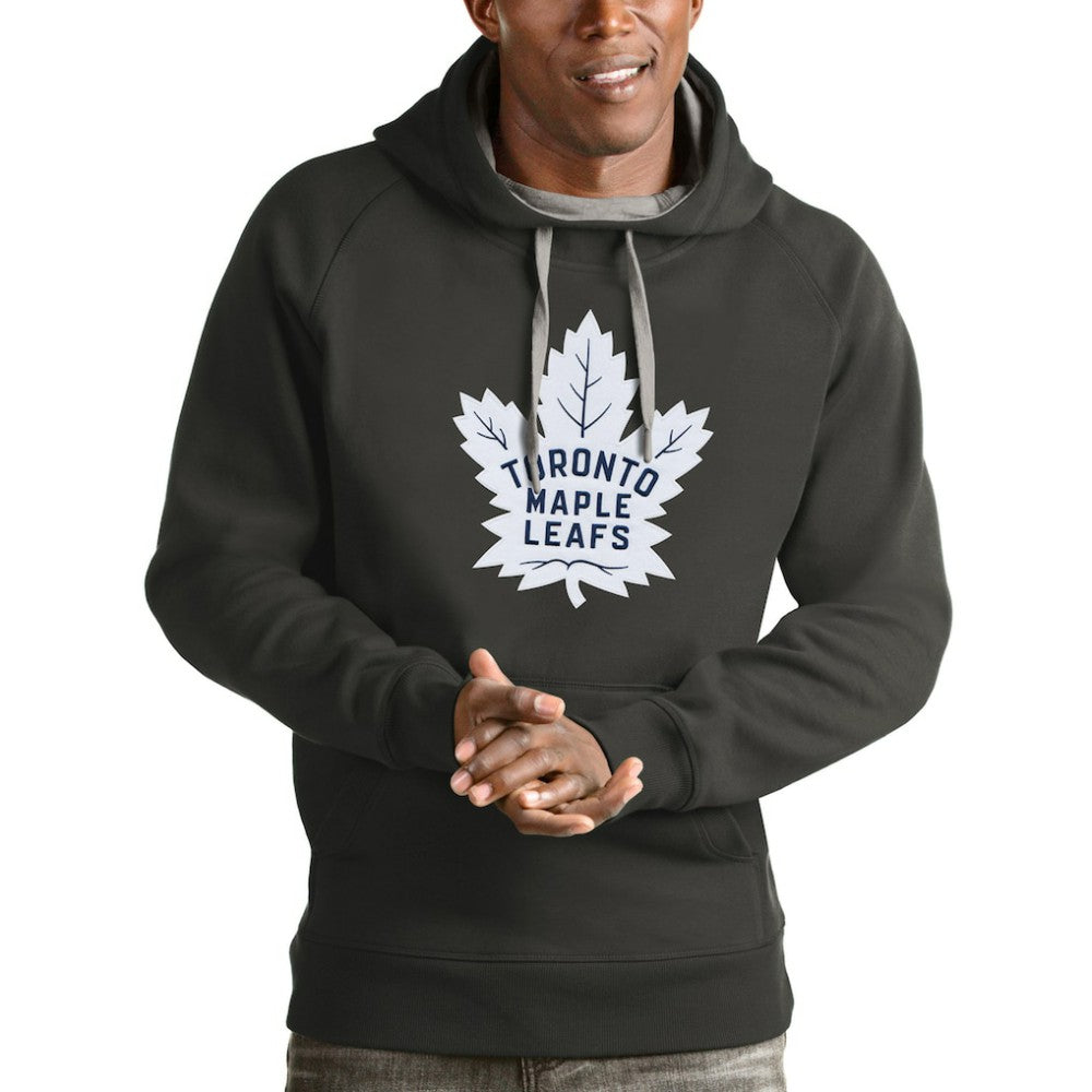Toronto Maple Leafs Antigua Logo Victory Pullover Hoodie - Charcoal - NHL